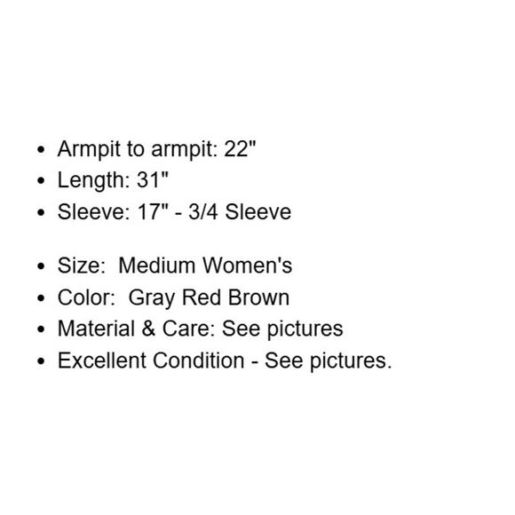 Zozo Sweater Womens Medium Gray Red Brown Open Cardigan Long Sleeve Boho Hipster - Picture 4 of 14